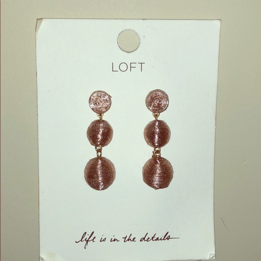 Loft pink ball drop earrings metallic rose gold